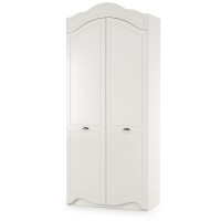 СНЯТО Роуз 13.195 Шкаф двухстворчатый, цвет ЛДСП белый(тиснение Поры дерева)/МДФ ясень ваниль, ШхГхВ 100х50,9х235,3 см.