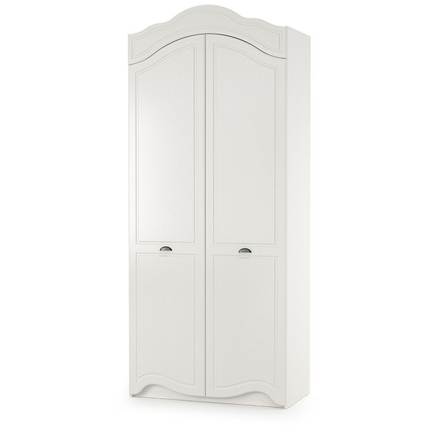 СНЯТО Роуз 13.195 Шкаф двухстворчатый, цвет ЛДСП белый(тиснение Поры дерева)/МДФ ясень ваниль, ШхГхВ 100х50,9х235,3 см.