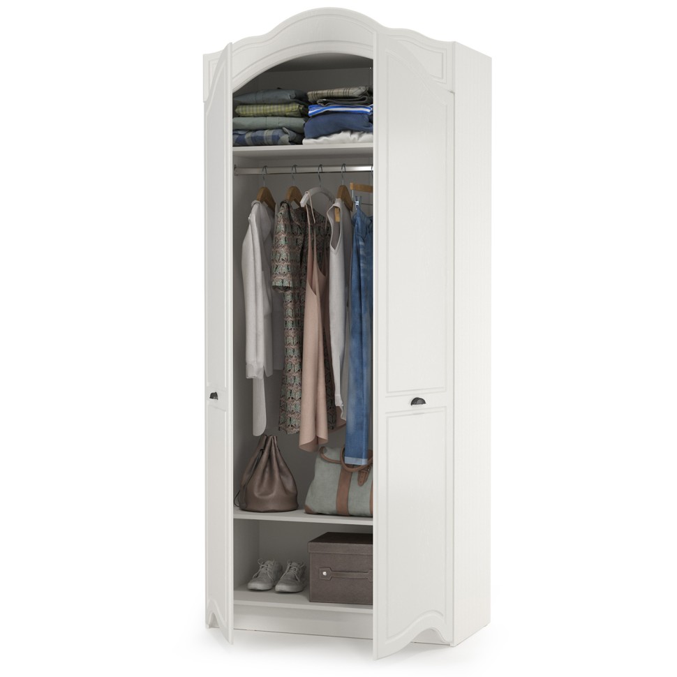 СНЯТО Роуз 13.195 Шкаф двухстворчатый, цвет ЛДСП белый(тиснение Поры дерева)/МДФ ясень ваниль, ШхГхВ 100х50,9х235,3 см.