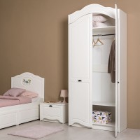 СНЯТО Роуз 13.195 Шкаф двухстворчатый, цвет ЛДСП белый(тиснение Поры дерева)/МДФ ясень ваниль, ШхГхВ 100х50,9х235,3 см.