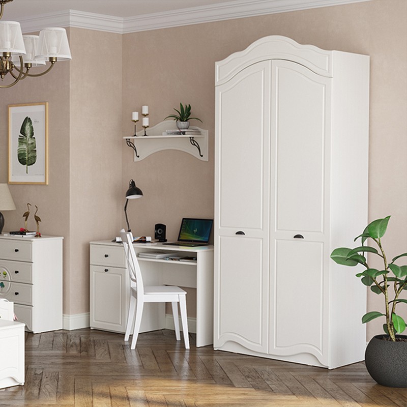 СНЯТО Роуз 13.195 Шкаф двухстворчатый, цвет ЛДСП белый(тиснение Поры дерева)/МДФ ясень ваниль, ШхГхВ 100х50,9х235,3 см.