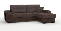 Диван угловой Брюссель Люкс экокожа коричневый + рогожка коричневый