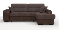 Диван угловой Брюссель Люкс экокожа коричневый + рогожка коричневый