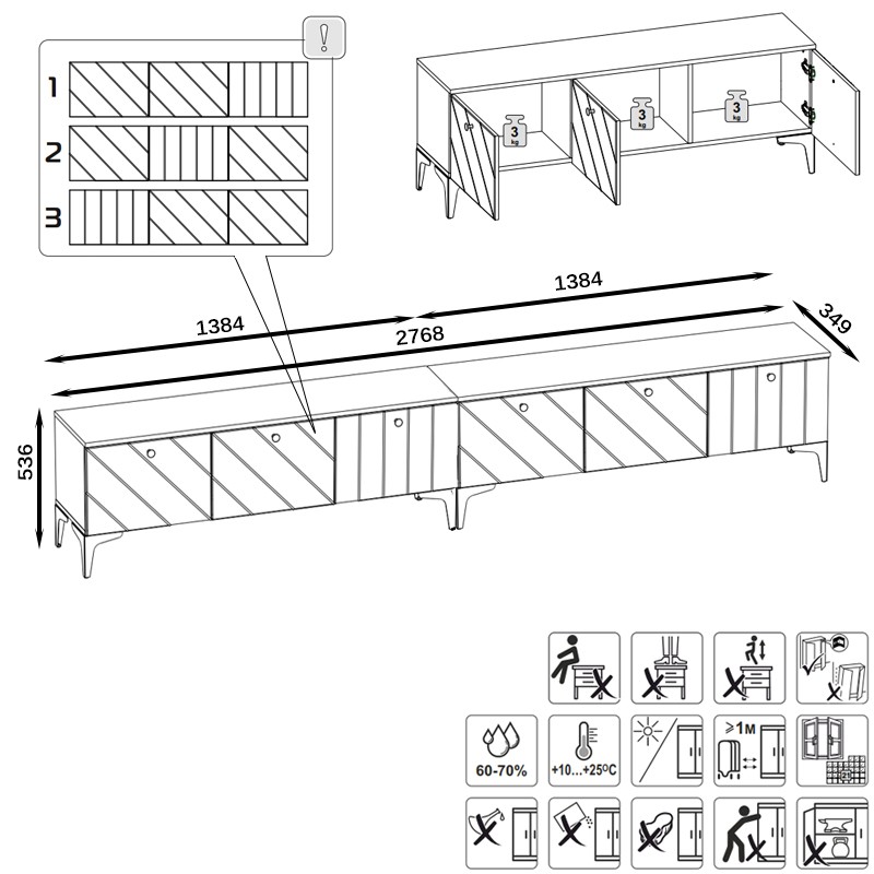 СНЯТО НСН Тумба под ТВ 13.267.03 + 13.267.03, цвет белый шагрень/альберо/фасады МДФ милк софт, ШхГхВ 276,8х34,9х53,6 см., ун. сб.,