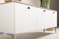 СНЯТО НСН Тумба под ТВ 13.267.03 + 13.267.03, цвет белый шагрень/альберо/фасады МДФ милк софт, ШхГхВ 276,8х34,9х53,6 см., ун. сб.,