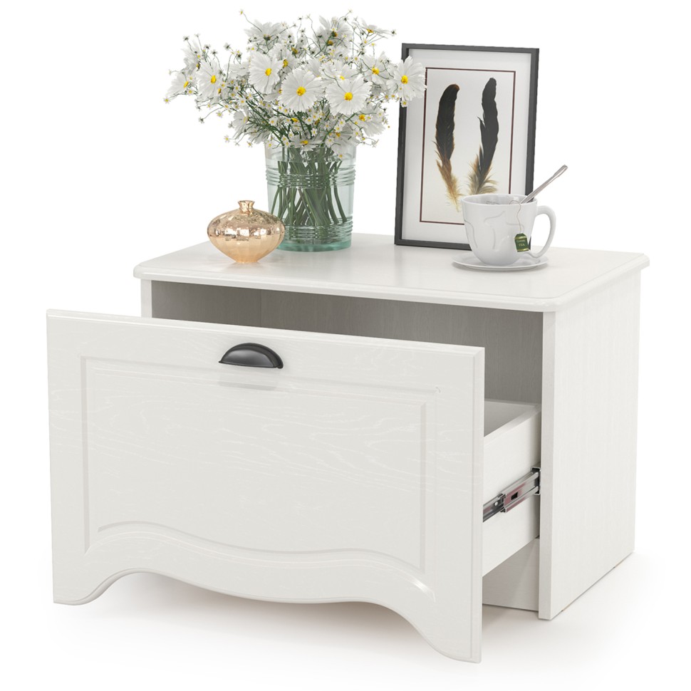 СНЯТО Роуз 13.235 Тумба, цвет ЛДСП белый(тиснение Поры дерева)/МДФ ясень ваниль, ШхГхВ 58х35,8х40,3 см., выдвижной ящик