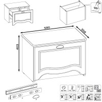 СНЯТО Роуз 13.235 Тумба, цвет ЛДСП белый(тиснение Поры дерева)/МДФ ясень ваниль, ШхГхВ 58х35,8х40,3 см., выдвижной ящик