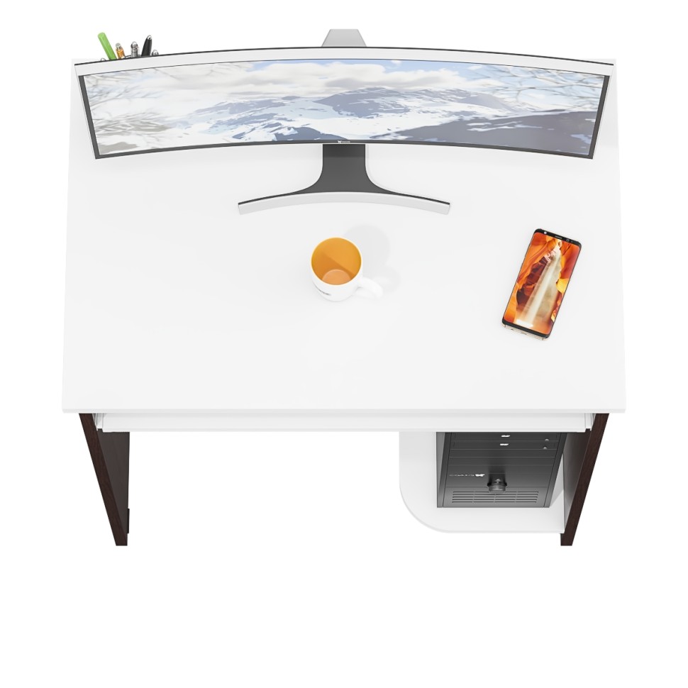 Стол компьютерный С-МД-СК11-1, цвет венге/белый шагрень, ШхГхВ 74,6х50х75 см., НЕ универсальная сборка