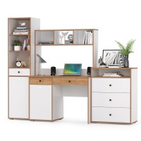 Вуди Компоновка № 50, цвет белый премиум/дуб крафт золотой, ШхГхВ 225х52,7х180,3 см., универсальная сборка