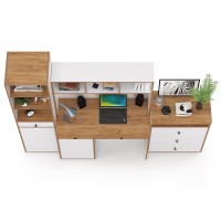 Вуди Компоновка № 50, цвет белый премиум/дуб крафт золотой, ШхГхВ 225х52,7х180,3 см., универсальная сборка