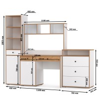 Вуди Компоновка № 50, цвет белый премиум/дуб крафт золотой, ШхГхВ 225х52,7х180,3 см., универсальная сборка