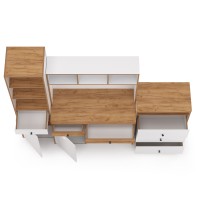 Вуди Компоновка № 50, цвет белый премиум/дуб крафт золотой, ШхГхВ 225х52,7х180,3 см., универсальная сборка