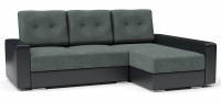 Диван угловой Амстердам стиль 2 еврокнижка серый велюр+черная экокожа