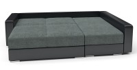 Диван угловой Амстердам стиль 2 еврокнижка серый велюр+черная экокожа