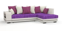 Диван угловой Дубай Люкс экокожа белый + велюр фиолетовый/розовый/белый
