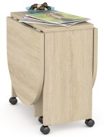 КР100 Глория 601 Стол-книжка журнальный, цвет дуб сонома, ШхГхВ 121х54х53 см. 33х54х53 см. сложенный, высота без учёта колёс, колёса идут в комплекте