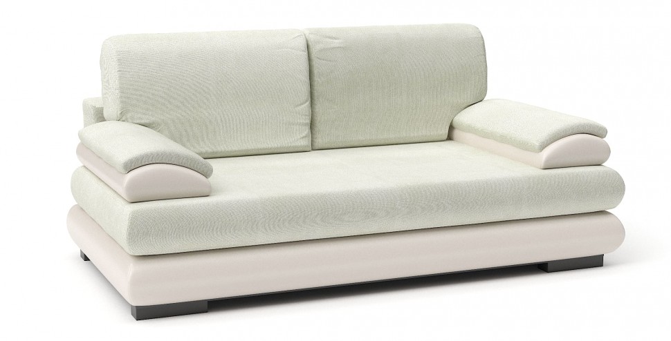 Диван прямой Фиджи еврокнижка белый велюр+белая экокожа