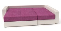 Диван угловой Амстердам стиль 2 еврокнижка розовый велюр+бежевая экокожа