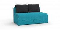 Диваны выкатной Ладья Люкс велюр бирюзовый + черные подушки