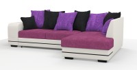 Диван угловой Дубай Люкс экокожа белый + велюр розовый/черный/фиолетовый