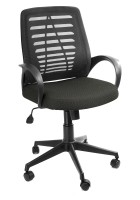 СНЯТО Кресло Глория ткань В14, цвет чёрный, механизм топ-ган, подлокотники есть, спинка чёрная сетка