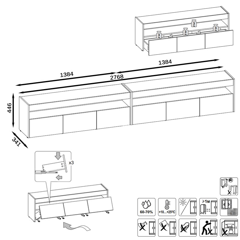 СНЯТО Тумба под ТВ 13.272 + 13.272, цвет дуб крафт белый/интра, ШхГхВ 278,6х34,1х44,6 см.