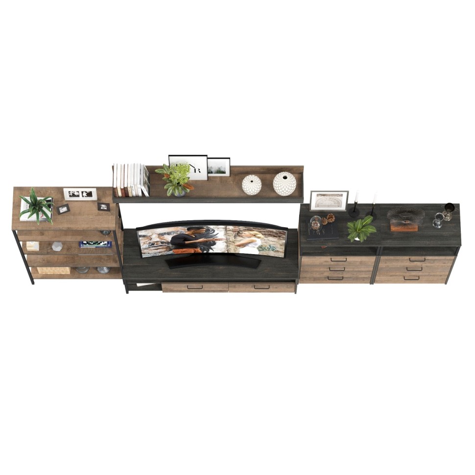 Трувор Гостиная 097, цвет дуб гранж песочный/интра, ШхГхВ 364,6х45,4х195 см., универсальная сборка