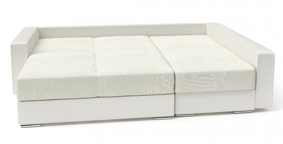 Диван угловой Амстердам стиль 2 еврокнижка белый велюр+белая экокожа