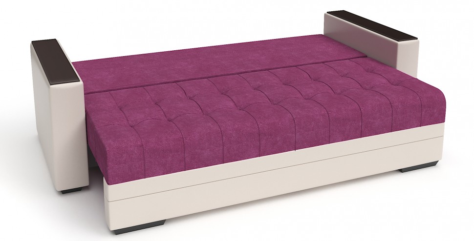 Диван прямой Атланта (Атлантик) еврокнижка розовый велюр+цветы+бежевая экокожа