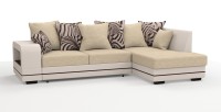 Диван угловой Дубай Люкс экокожа бежевый + рогожка бежевый + зебра