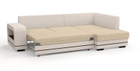Диван угловой Дубай Люкс экокожа бежевый + рогожка бежевый + зебра