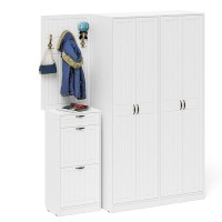 Прихожая П-6 Компоновка № 15, цвет белая шагрень/фасады МДФ белое дерево фрезеровка прованс, ШхГхВ 180х50х210 см., универсальная сборка