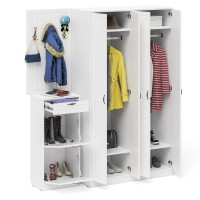 Прихожая П-6 Компоновка № 15, цвет белая шагрень/фасады МДФ белое дерево фрезеровка прованс, ШхГхВ 180х50х210 см., универсальная сборка