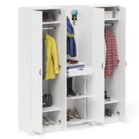 Прихожая П-6 Компоновка № 15, цвет белая шагрень/фасады МДФ белое дерево фрезеровка прованс, ШхГхВ 180х50х210 см., универсальная сборка