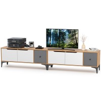 СНЯТО Тумба под ТВ Вайс 13.270.01 + 13.270.01, цвет корпус: дуб золотой/фасады: тёмно-серый/МДФ милк софт, ШхГхВ 248х38х50,6 см., универсальная сборка