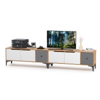 СНЯТО Тумба под ТВ Вайс 13.270.01 + 13.270.01, цвет корпус: дуб золотой/фасады: тёмно-серый/МДФ милк софт, ШхГхВ 248х38х50,6 см., универсальная сборка