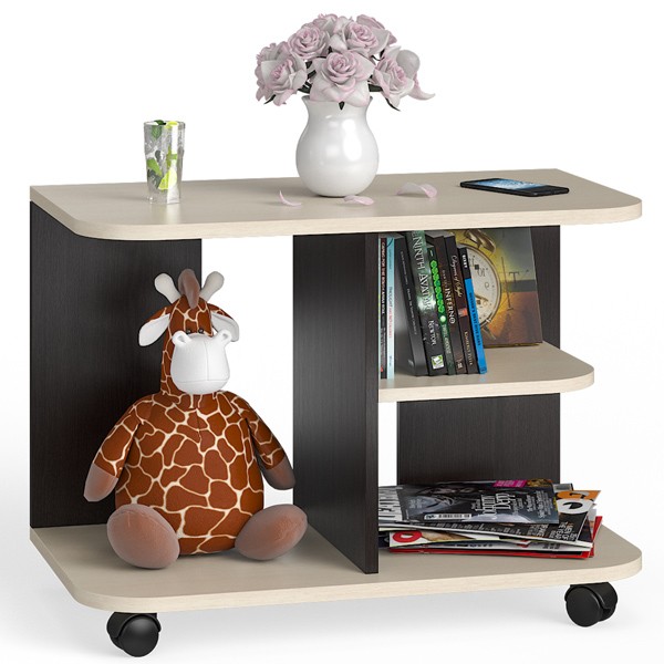 СНЯТО Стол журнальный С-МД-СЖ-11, цвет венге/дуб, ШхГхВ 80х45х56 см., стол журнальный на колёсиках