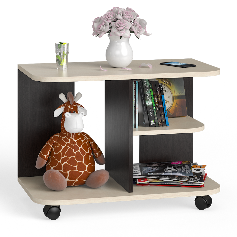 СНЯТО Стол журнальный С-МД-СЖ-11, цвет венге/дуб, ШхГхВ 80х45х56 см., стол журнальный на колёсиках