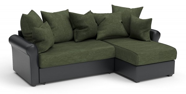 Диван Рейн дельфин зеленый велюр+черная экокожа