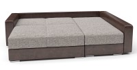 Диван угловой Амстердам стиль 2 еврокнижка бежевая рогожка+коричневая экокожа