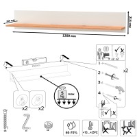 Остин 16.484 Полка, цвет белый шагрень/дуб крафт золотой, ШхГхВ 120х20х21,6 см.