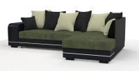 Диван угловой Дубай Люкс экокожа черный + велюр черный/зеленый/белый