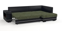 Диван угловой Дубай Люкс экокожа черный + велюр черный/зеленый/белый