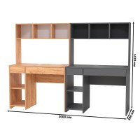 Стол компьютерный Комфорт 12.77F + Стол компьютерный Комфорт 12.77F, цвет дуб крафт золотой/тёмно-серый, ШхГхВ 200х49,8х147 см., универсальная сборка