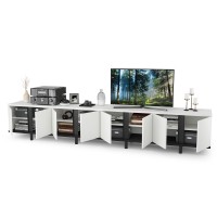 Тумба под ТВ Квадро 13.276 + 13.276, цвет белый шагрень(ЛДСП 16 мм. и 22 мм.)/чёрный(ЛДСП 22 мм.), ШхГхВ 272х40х50 см.