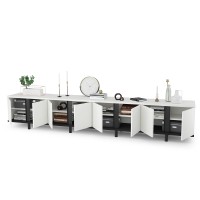 Тумба под ТВ Квадро 13.276 + 13.276, цвет белый шагрень(ЛДСП 16 мм. и 22 мм.)/чёрный(ЛДСП 22 мм.), ШхГхВ 272х40х50 см.