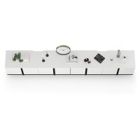 Тумба под ТВ Квадро 13.276 + 13.276, цвет белый шагрень(ЛДСП 16 мм. и 22 мм.)/чёрный(ЛДСП 22 мм.), ШхГхВ 272х40х50 см.