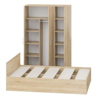 Спальня Стандарт 1-1400, цвет дуб сонома, ШхГхВ 143,5х203,5х70 + 135х52х200 см., сп.м. 1400х2000 мм., без матраса, основание есть