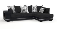 Диван угловой Дубай Люкс экокожа черный + велюр черный + город