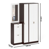 Прихожая П-6 Компоновка № 49, цвет венге/фасады МДФ белое дерево фрезеровка прованс, ШхГхВ 140х50х210 см., универсальная сборка